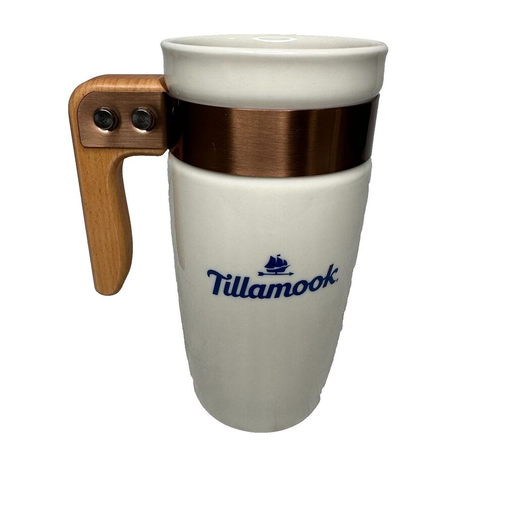 Tillamook Cheese Factory Unique Brass & Wood Coffee Mug